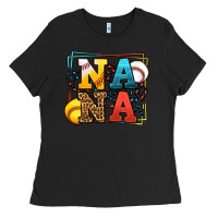 Black Baseball and Softball nana Ladies Tee - LillyAllenDesigns