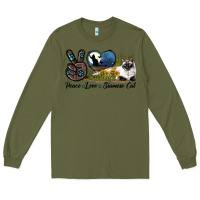 Army Green Peace Love Siamese Cat Long Sleeve Tee - LillyAllenDesigns