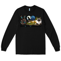 Black Peace Love Siamese Cat Long Sleeve Tee - LillyAllenDesigns