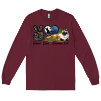 Burgundy Peace Love Siamese Cat Long Sleeve Tee - LillyAllenDesigns