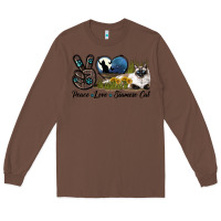 Chestnut Peace Love Siamese Cat Long Sleeve Tee - LillyAllenDesigns