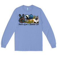 Colony Blue Peace Love Siamese Cat Long Sleeve Tee - LillyAllenDesigns