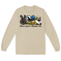 Mushroom Peace Love Siamese Cat Long Sleeve Tee - LillyAllenDesigns