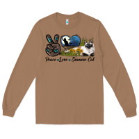 Toasted Coconut Peace Love Siamese Cat Long Sleeve Tee - LillyAllenDesigns