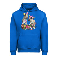 Cobalt floral baby goats Urban Hoodie - RanaPortraitStore
