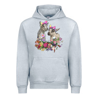 Heather Grey floral baby goats Urban Hoodie - RanaPortraitStore