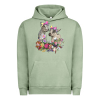 Pigment Oil Green floral baby goats Urban Hoodie - RanaPortraitStore