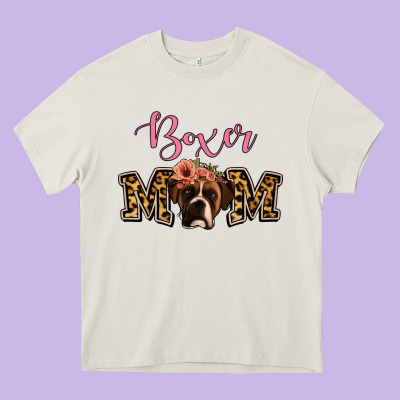 Boxer Mom Heavy Core Tee Designed By Jasminsmagicworld
