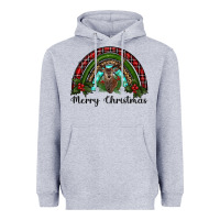 Heather Grey reindeer rainbow christmas Heavyweight Hoodie - RanaPortraitStore