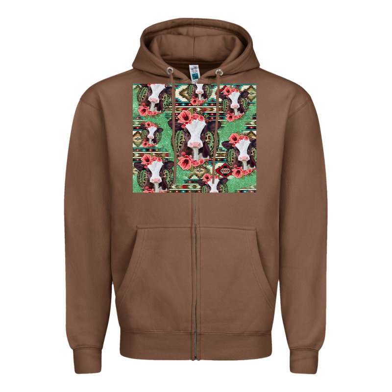 Baby Cow Floral Aztec Tumbler Zipper Hoodie by Jasminsmagicworld | Teevron