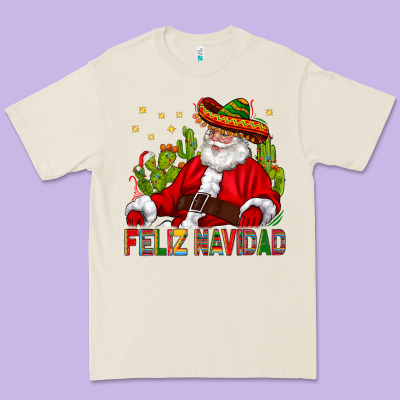 Feliz Navidad Santa With Cactus Premium Tee Designed By Bundleandbundleshop