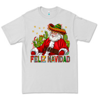 Dove Grey Feliz Navidad Santa With Cactus Premium Tee - BundleAndBundleShop
