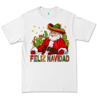 White Feliz Navidad Santa With Cactus Premium Tee - BundleAndBundleShop