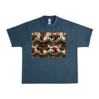 Midnight Navy Longhorn Cow Pattern Urban Heavy Tee - CowhideDigitalArt