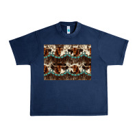 Navy Longhorn Cow Pattern Urban Heavy Tee - CowhideDigitalArt