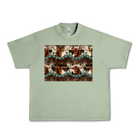 Oil Green Longhorn Cow Pattern Urban Heavy Tee - CowhideDigitalArt
