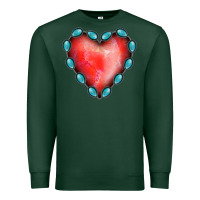Sports Green Gemstone Red Heart Premium Sweatshirt - Jasminsmagicworld