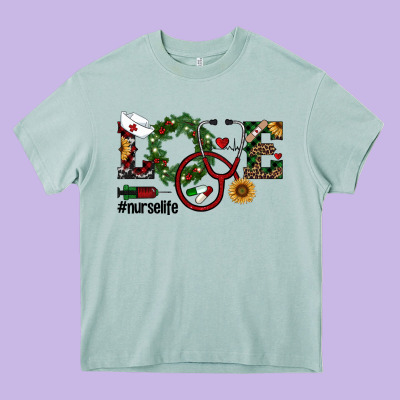 Christmas Love Nurselife Heavy Core Tee Designed By Ranaportraitstore