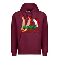 Burgundy merry Christmas heels Premium Hoodie - BarkalooDesign
