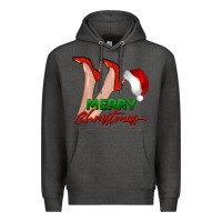 Charcoal Heather merry Christmas heels Premium Hoodie - BarkalooDesign