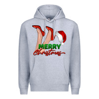 Heather Grey merry Christmas heels Premium Hoodie - BarkalooDesign