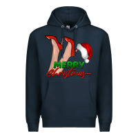 Navy merry Christmas heels Premium Hoodie - BarkalooDesign