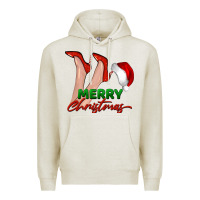 Oatmeal Heather merry Christmas heels Premium Hoodie - BarkalooDesign