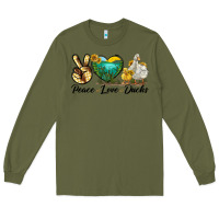 Army Green Peace Love Ducks Long Sleeve Tee - LillyAllenDesigns
