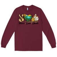 Burgundy Peace Love Ducks Long Sleeve Tee - LillyAllenDesigns