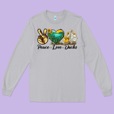 Peace Love Ducks Long Sleeve Tee Designed By Lillyallendesigns