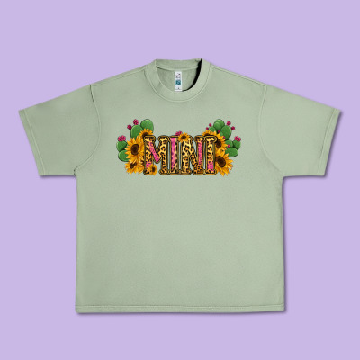 Cactus Leopard Sunflower Mama And Mini Set Urban Heavy Tee Designed By Jasminsmagicworld