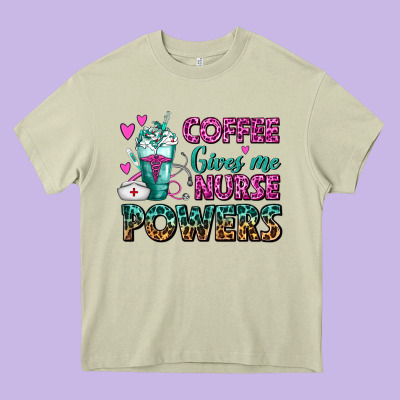 Coffee Gives Me Nurse Powers Heavy Core Tee Designed By Fadigitalartstudio