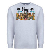 Heather Grey western pug mom Premium Sweatshirt - RanaPortraitStore
