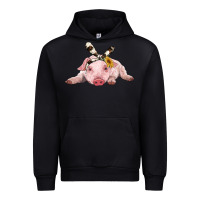Black baby pig with cowhide ribbon Urban Hoodie - RanaPortraitStore