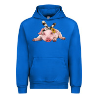 Cobalt baby pig with cowhide ribbon Urban Hoodie - RanaPortraitStore