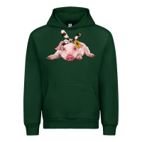 Forest Green baby pig with cowhide ribbon Urban Hoodie - RanaPortraitStore
