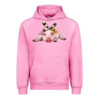 Fuchsia Pink baby pig with cowhide ribbon Urban Hoodie - RanaPortraitStore