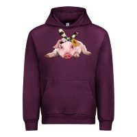 Mauve Wine baby pig with cowhide ribbon Urban Hoodie - RanaPortraitStore