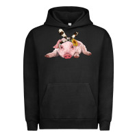 Pigment Black baby pig with cowhide ribbon Urban Hoodie - RanaPortraitStore