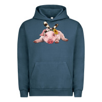 Pigment Midnight Navy baby pig with cowhide ribbon Urban Hoodie - RanaPortraitStore