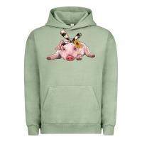 Pigment Oil Green baby pig with cowhide ribbon Urban Hoodie - RanaPortraitStore