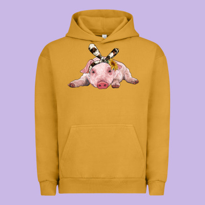 Baby Pig With Cowhide Ribbon Urban Hoodie Designed By Ranaportraitstore