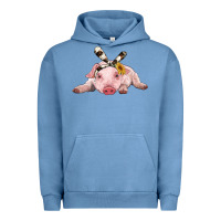 Pigment Pebble Blue baby pig with cowhide ribbon Urban Hoodie - RanaPortraitStore