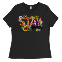 Black Stay Groovy Ladies Tee - CowhideDigitalArt