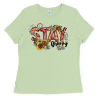 Matcha Stay Groovy Ladies Tee - CowhideDigitalArt