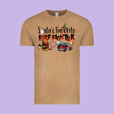 Santa's Favorite Firefighter Vintage Tee Designed By Lillyallendesigns