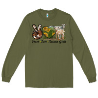 Army Green Peace Love Saanen Goats Long Sleeve Tee - LillyAllenDesigns