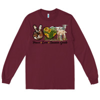 Burgundy Peace Love Saanen Goats Long Sleeve Tee - LillyAllenDesigns