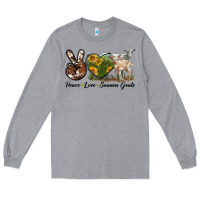 Heather Grey Peace Love Saanen Goats Long Sleeve Tee - LillyAllenDesigns