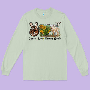 Peace Love Saanen Goats Long Sleeve Tee Designed By Lillyallendesigns